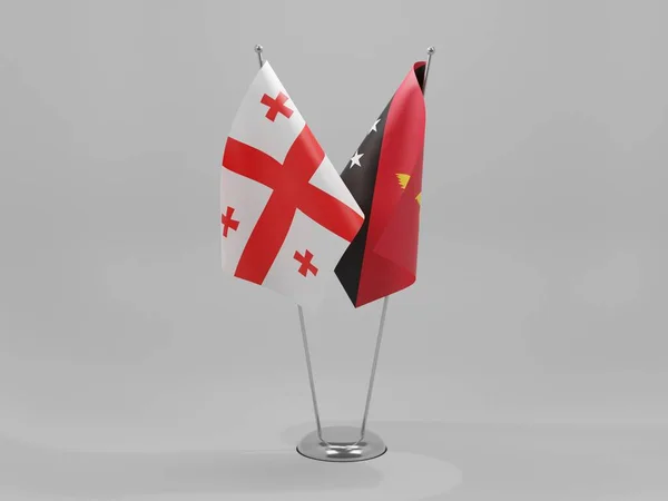 Papua Neuguinea Georgien Kooperationsflaggen Weißer Hintergrund Render — Stockfoto