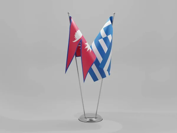 Griekenland Nepal Samenwerkingsvlaggen Witte Achtergrond Render — Stockfoto