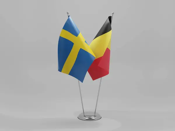 Belgia Szwecja Flagi Współpracy Białe Tło Render — Zdjęcie stockowe