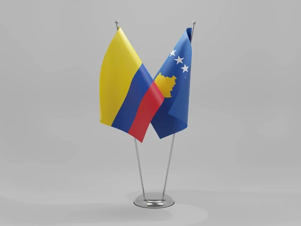 Samenwerking Kosovo Colombia Vlaggen Witte Achtergrond Render — Stockfoto