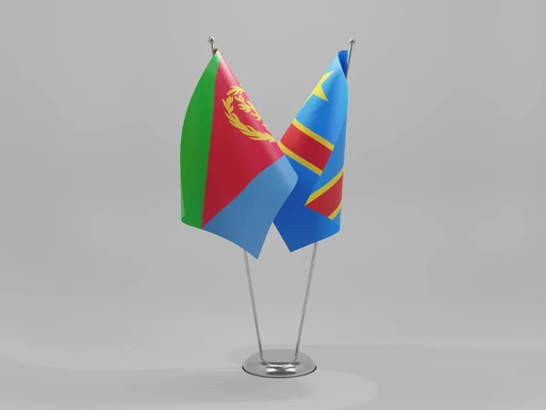 Congo Repubblica Democratica Bandiere Cooperazione Eritrea Sfondo Bianco Render — Foto Stock