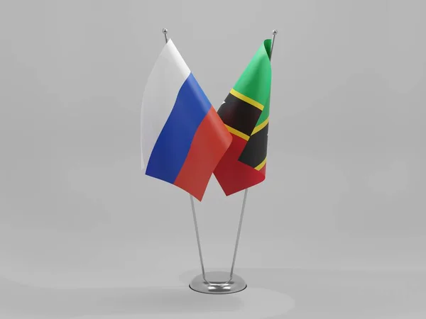 Saint Kitts Nevis Russia Cooperation Flags White Background Render — стокове фото