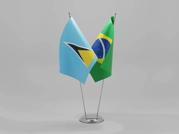 Brasile Bandiere Cooperazione Santa Lucia Sfondo Bianco Render — Foto Stock