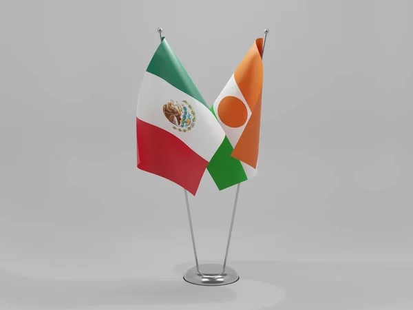Niger Mexico Cooperation Flags White Background Render — Stok Foto