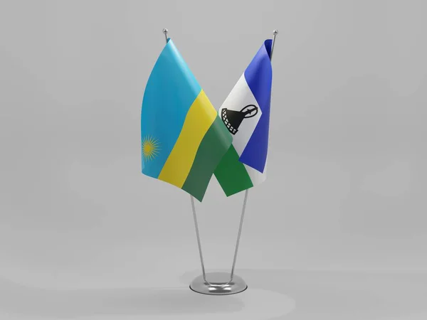 Λεσότο Ρουάντα Σημαίες Συνεργασίας Λευκό Φόντο Render — Φωτογραφία Αρχείου
