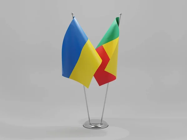Benin Banderas Cooperación Ucrania Fondo Blanco Render —  Fotos de Stock