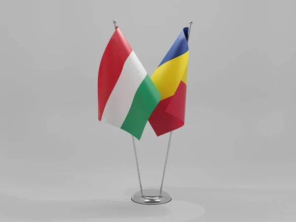 Tsjaad Hongarije Samenwerkingsvlaggen Witte Achtergrond Render — Stockfoto
