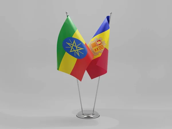 Andorra Ethiopia Cooperation Flags White Background Render — 스톡 사진