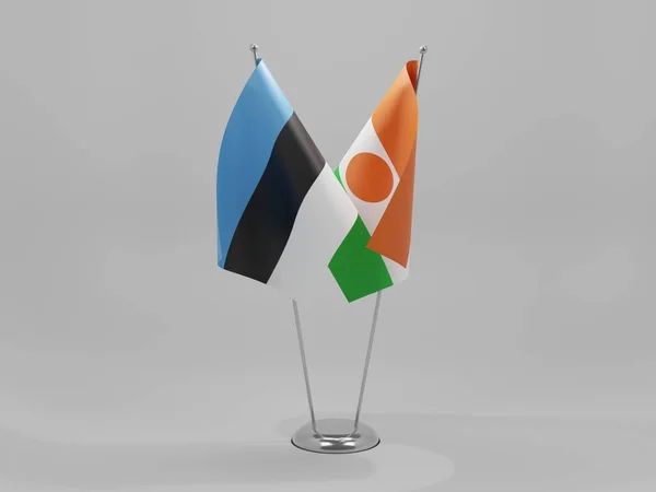 Niger Estland Samenwerkingsvlaggen Witte Achtergrond Render — Stockfoto