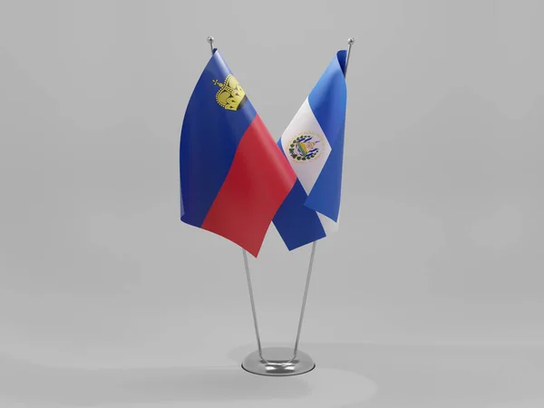 Salvador Liechtenstein Cooperation Flags White Background Render — Stock Photo, Image