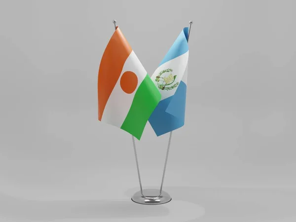 Γουατεμάλα Νίγηρας Σημαίες Συνεργασίας Λευκό Φόντο Render — Φωτογραφία Αρχείου