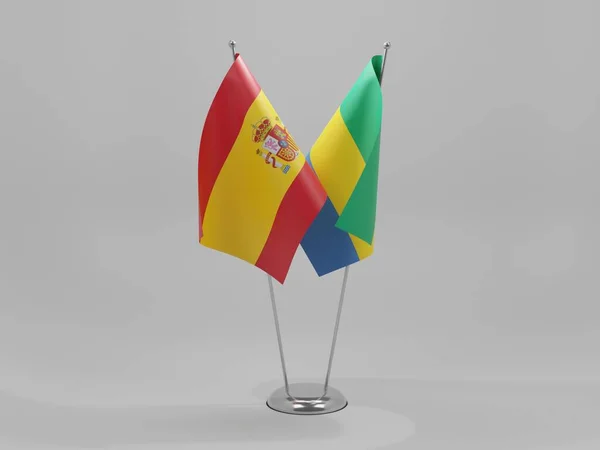 Gabon Španělsko Spolupráce Vlajky Bílé Pozadí Vykreslování — Stock fotografie