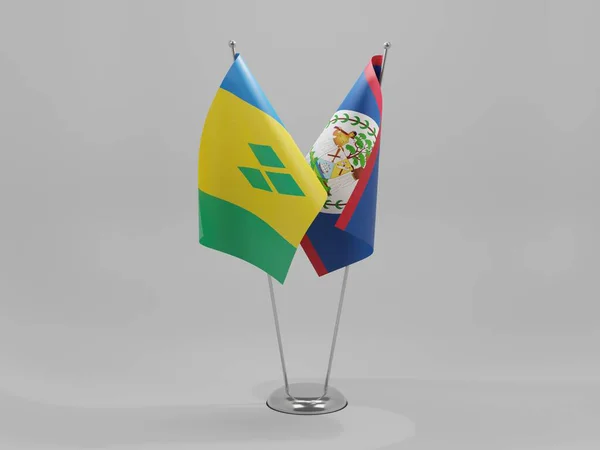 Μπελίζ Άγιος Βικέντιος Και Γρεναδίνες Σημαίες Συνεργασίας Λευκό Φόντο Render — Φωτογραφία Αρχείου