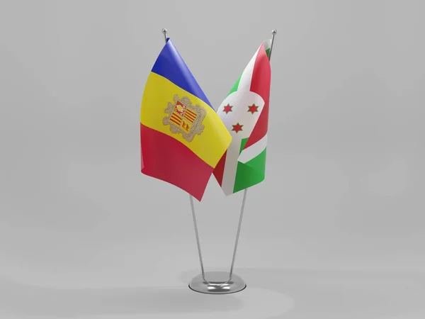 Burundi Andorra Kooperationsfahnen Weißer Hintergrund Render — Stockfoto