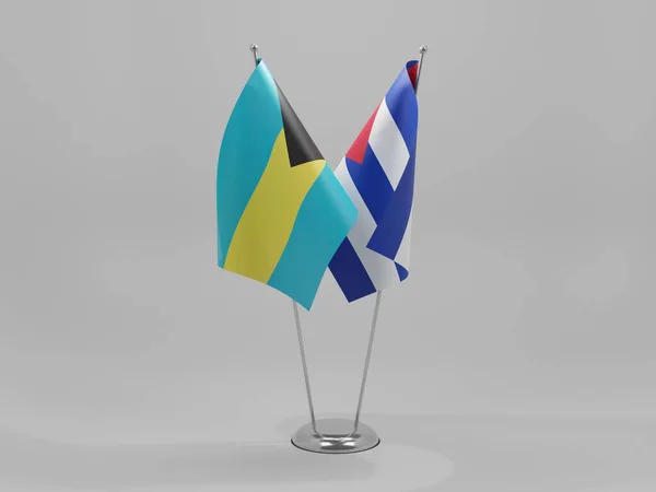 Cuba Bahamas Cooperation Flags White Background Render — стокове фото