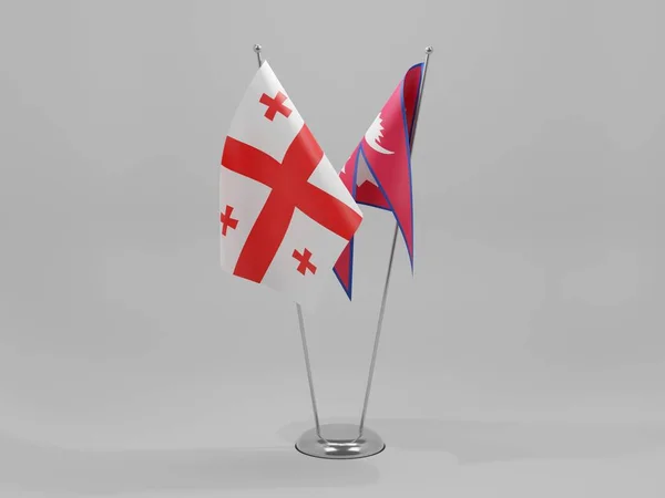 Nepal Georgië Samenwerkingsvlaggen Witte Achtergrond Render — Stockfoto