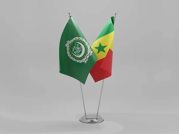塞内加尔 阿拉伯联盟合作旗 白色背景 3D渲染 — 图库照片
