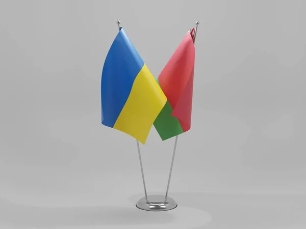 Belarus Ukraine Cooperation Flags White Background Render — Stock Photo, Image