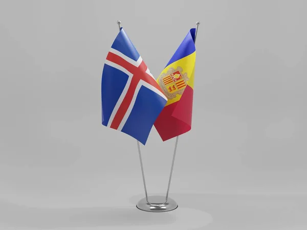 Andorra Banderas Cooperación Islandia Fondo Blanco Render — Foto de Stock