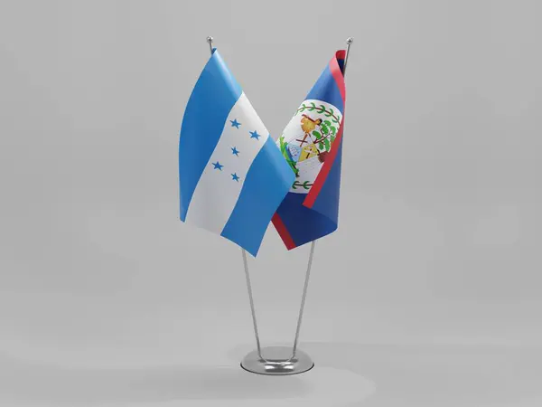 Belize Honduras Kooperationsflaggen Weißer Hintergrund Render — Stockfoto