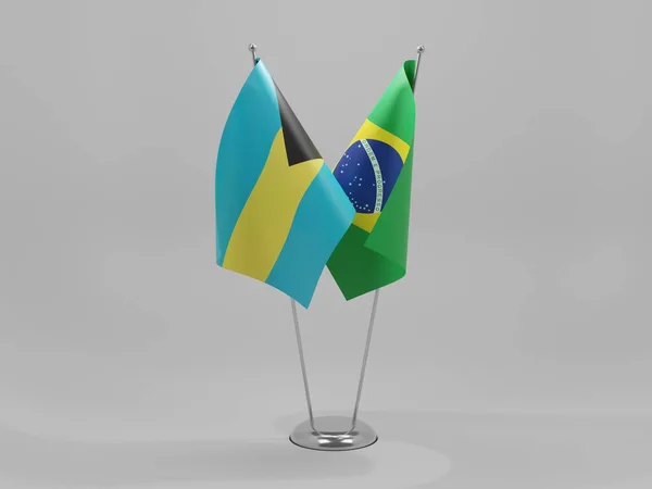 Brasil Bandeiras Cooperação Das Bahamas Fundo Branco Render — Fotografia de Stock