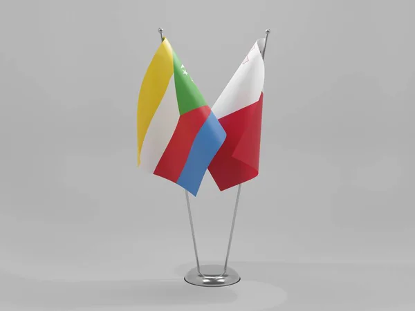 Malta Comoros Cooperation Flags White Background Render — стокове фото