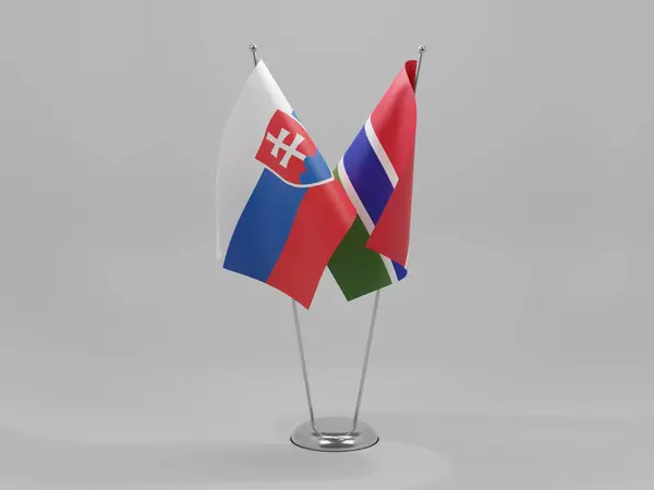 Gambia Slovakien Samarbete Flaggor Vit Bakgrund Render — Stockfoto