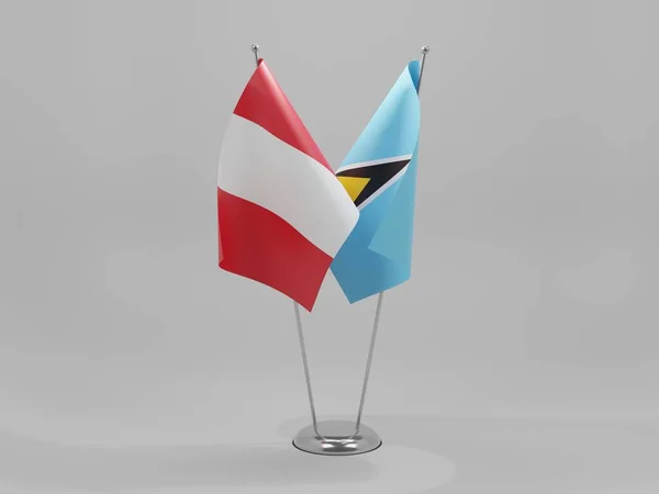 Flagi Współpracy Saint Lucia Peru Białe Tło Render — Zdjęcie stockowe
