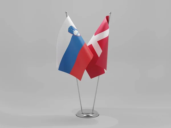 Denmark Slovenia Cooperation Flags White Background Render — стокове фото