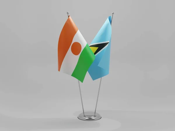 Saint Lucia Niger Cooperation Flags White Background Render — стокове фото