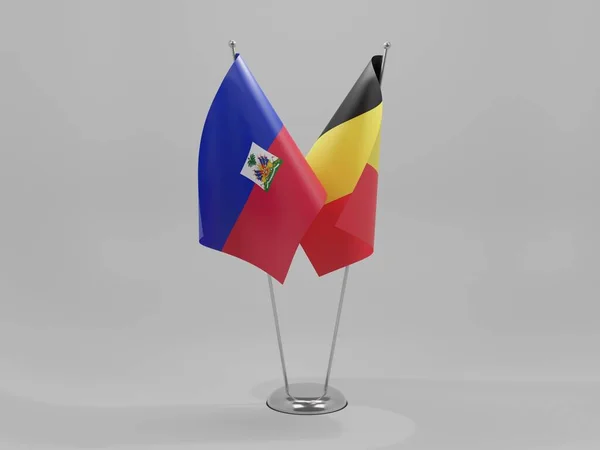 Belgium Haiti Együttműködési Zászlók Fehér Háttér Render — Stock Fotó