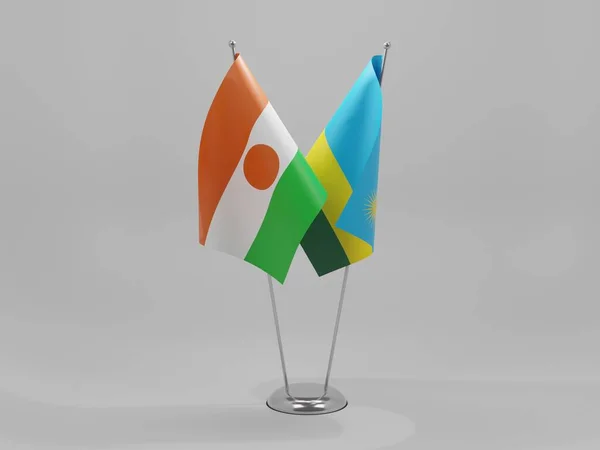 Ruanda Banderas Cooperación Níger Fondo Blanco Render —  Fotos de Stock