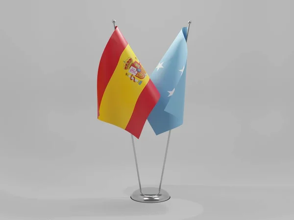 Micronesia Spain Cooperation Flags White Background Render — 스톡 사진