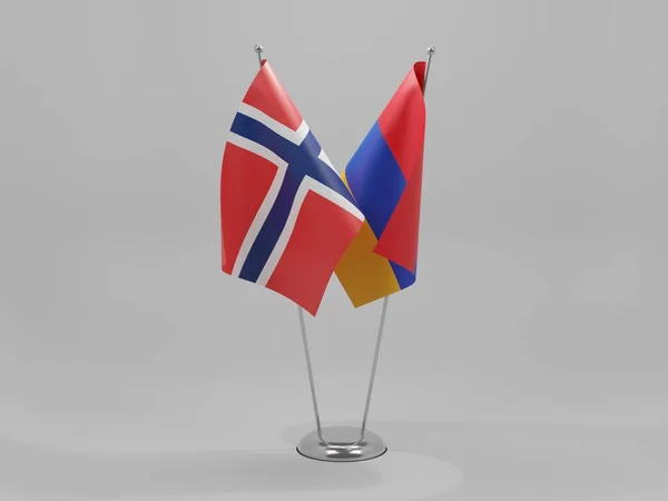 Armenia Noruega Banderas Cooperación Fondo Blanco Render — Foto de Stock