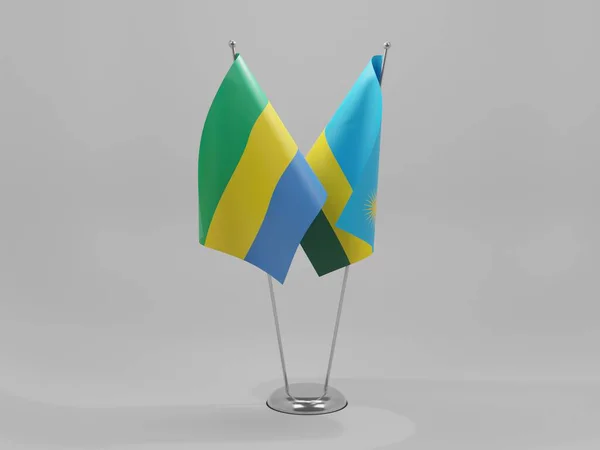 Ρουάντα Σημαίες Συνεργασίας Γκαμπόν Λευκό Φόντο Render — Φωτογραφία Αρχείου
