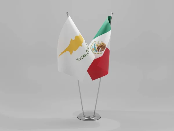 México Chipre Banderas Cooperación Fondo Blanco Render — Foto de Stock