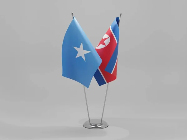 Noord Korea Somalische Samenwerkingsvlaggen Witte Achtergrond Render — Stockfoto