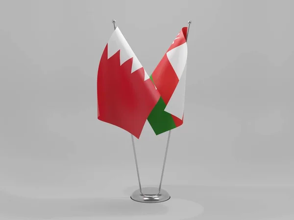 Omán Bahreini Együttműködés Zászlók Fehér Háttér Render — Stock Fotó