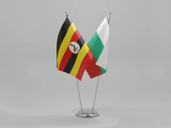 Bulgaria Bandiere Cooperazione Uganda Sfondo Bianco Render — Foto Stock