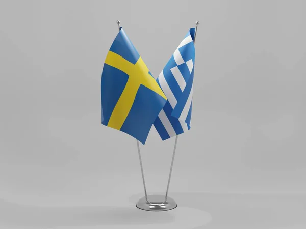 Grecja Szwecja Flagi Współpracy Białe Tło Render — Zdjęcie stockowe