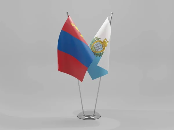 Σημαίες Συνεργασίας Αγίου Μαρίνου Μογγολία Λευκό Φόντο Render — Φωτογραφία Αρχείου
