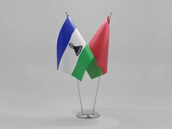 Wit Rusland Lesotho Samenwerkingsvlaggen Witte Achtergrond Render — Stockfoto
