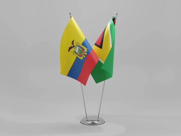 Gujana Ekwador Flagi Współpracy Białe Tło Render — Zdjęcie stockowe