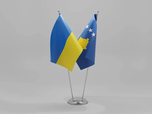 Kosovo Ukraine Drapeaux Coopération Fond Blanc Render — Photo