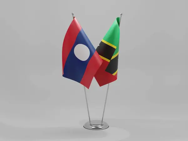 Saint Kitts Nevis Laos Drapeaux Coopération Fond Blanc Render — Photo