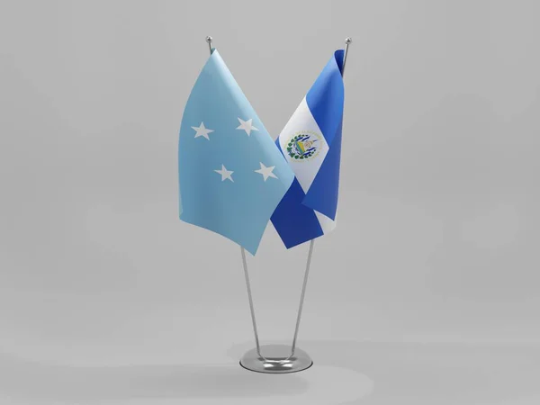 Salvador Micronesia Cooperation Flags White Background Render — Stock Photo, Image