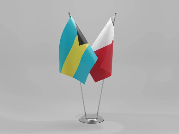 Malta Bahamas Cooperation Flags White Background Render — стокове фото