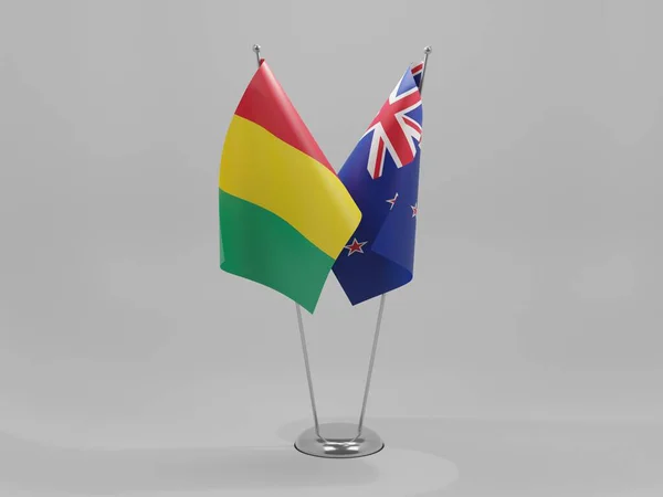 Nieuw Zeeland Guinee Samenwerkingsvlaggen Witte Achtergrond Render — Stockfoto