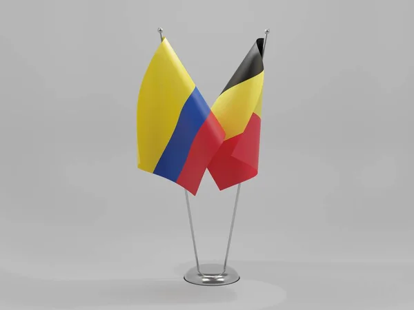 Belgie Kolumbie Spolupráce Vlajky Bílé Pozadí Vykreslování — Stock fotografie
