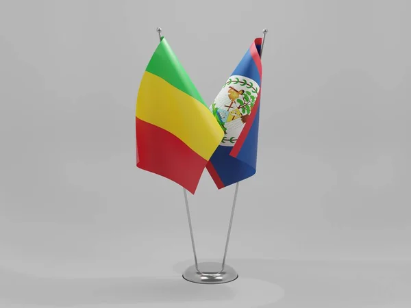 Belize Mali Flagi Współpracy Białe Tło Render — Zdjęcie stockowe